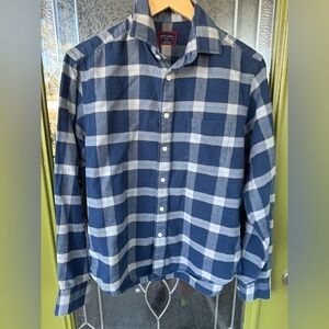 UNTUCKit Men’s Small Blue Plaid Cotton Flannel Long Sleeve Button Up Lumberjack